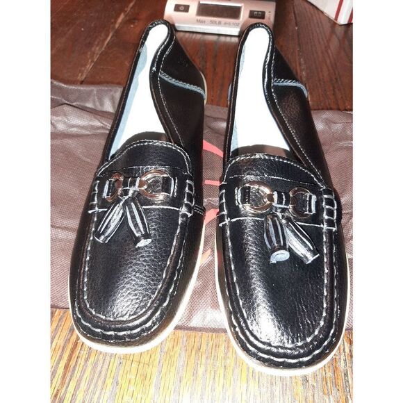 New Size 9 (41) Black Meeshine Loafers with Tassels Slip-On Casual Shoes - Picture 1 of 4